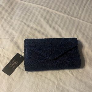 Chic Lace Navy Clutch
